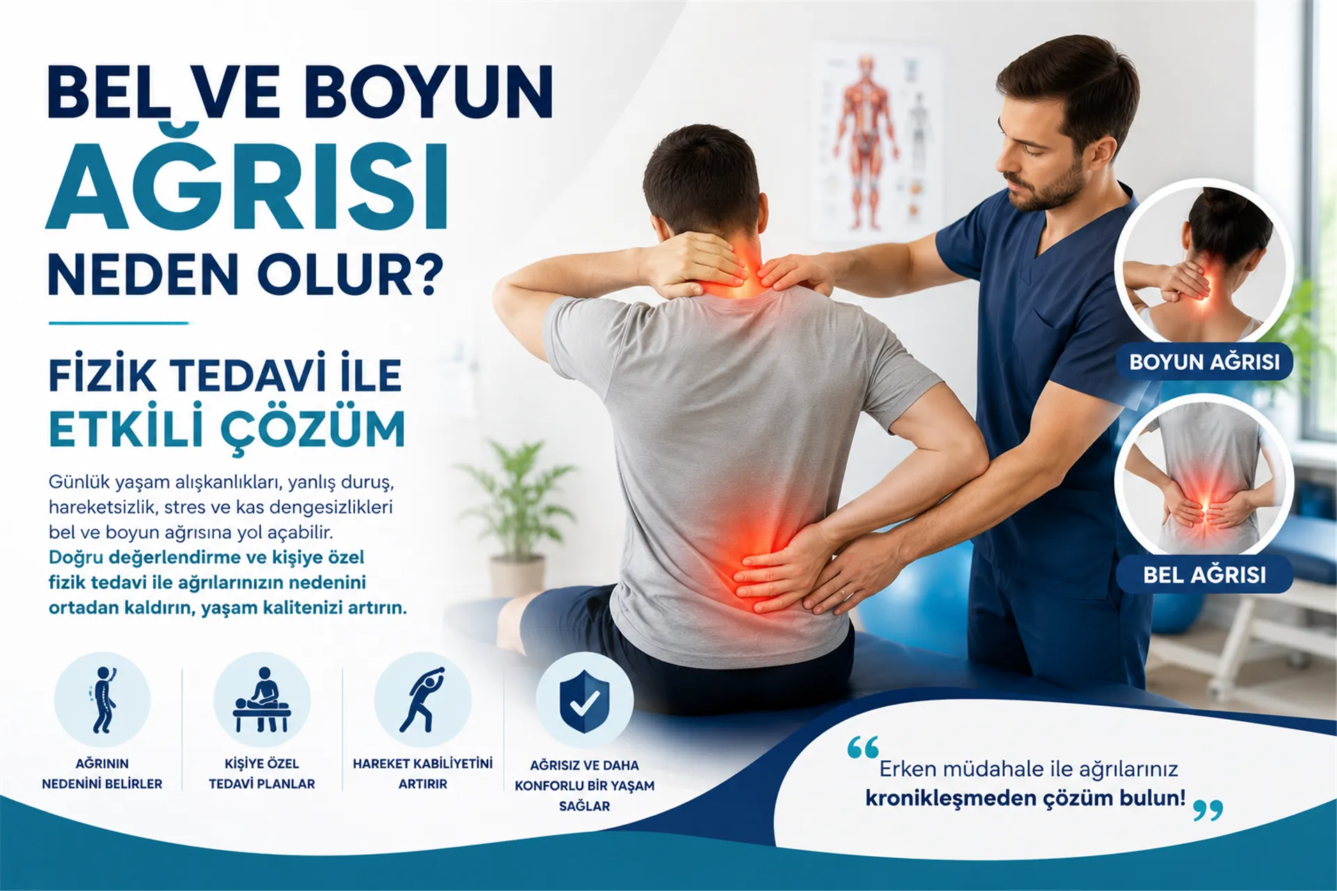 Bel ve Boyun Ağrısı Neden Olur? Fizik Tedavi ile Etkili Çözüm